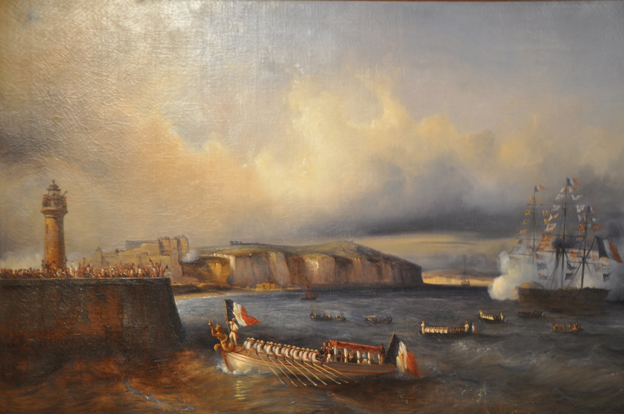 Louis-Philippe király érkezik Dieppe kikötőjébe (Franciaország, Normandia) alkotó: Jean Marie Auguste Jugelet