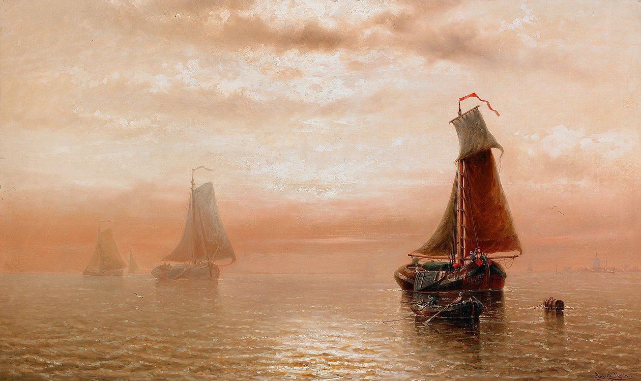 Sonnenuntergang uber dem Bővebben: Naplemente a tengerek felett alkotó: Auguste Musin