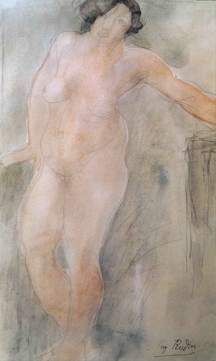 Tanulmány egy női aktról (ceruza és WC papíron) alkotó: Auguste Rodin