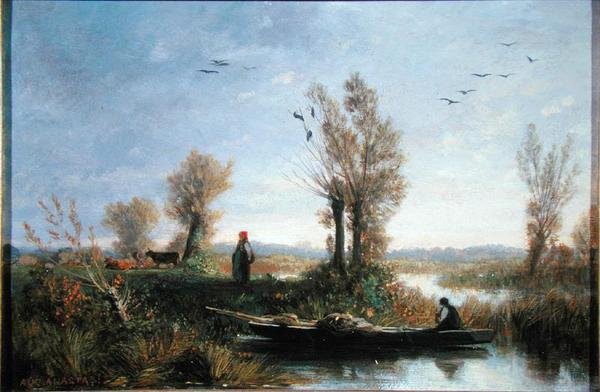 A csatorna partján (olaj, vászon) alkotó: Auguste Paul Charles Anastasi