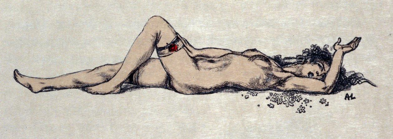 Meztelen nő feküdjön le alkotó: Auguste (after) Leroux