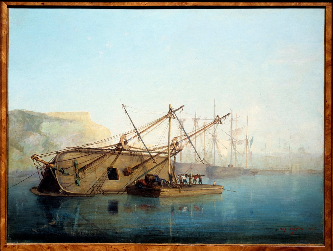 Vitorlás Auguste Aiguier (1819-1865) vízfestményével alkotó: Auguste Aiguier