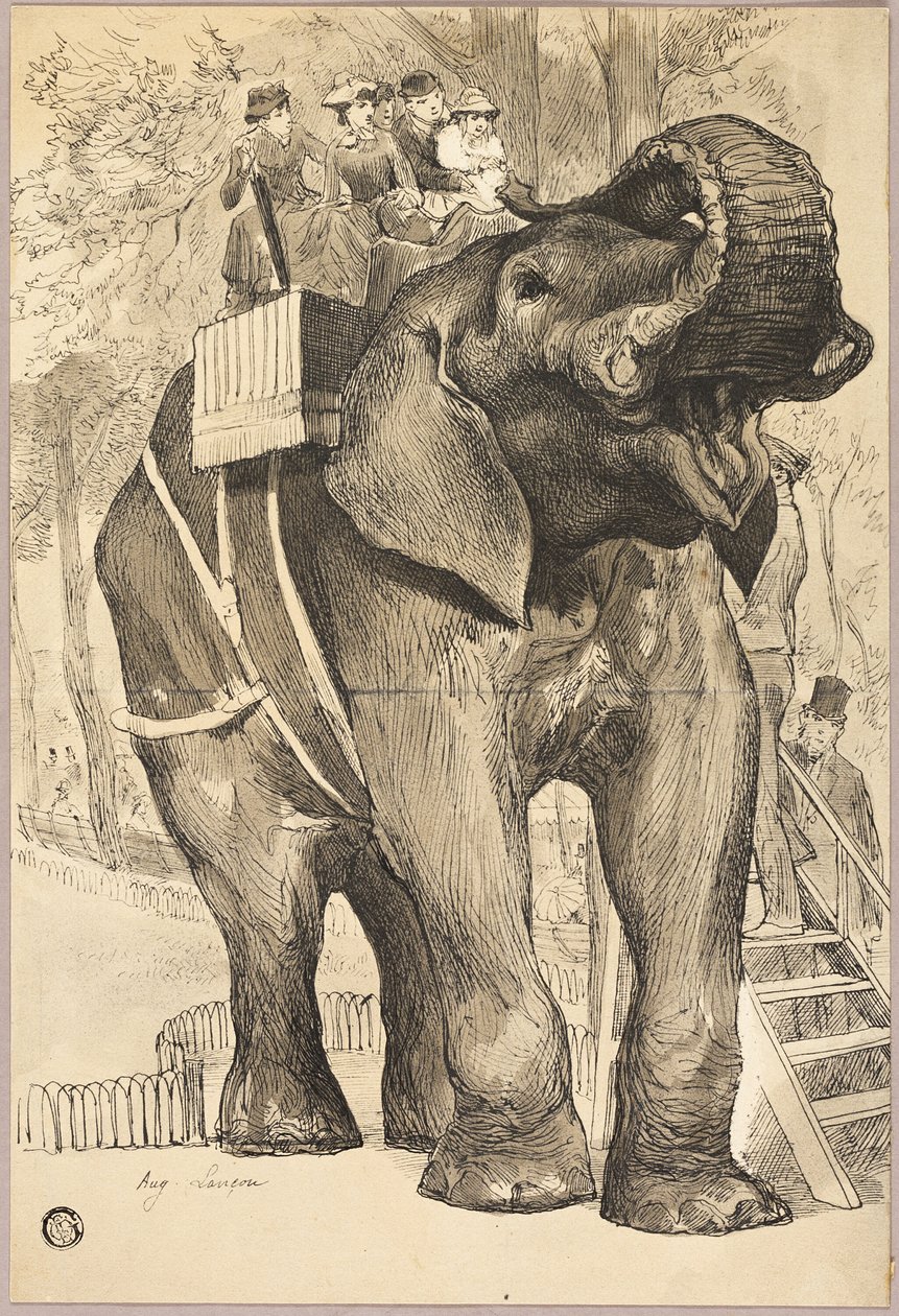 Elefánt lovasokkal alkotó: Auguste Andre Lancon