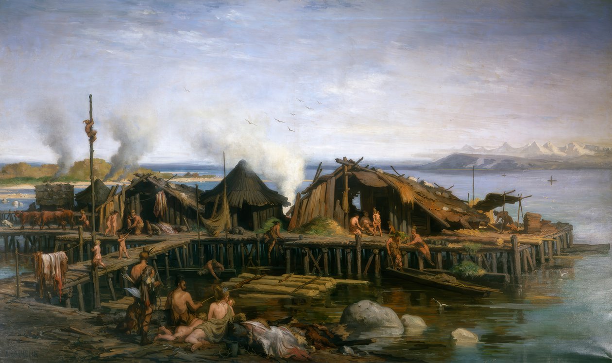 Neolit kori cölöpös falu alkotó: Auguste Bachelin