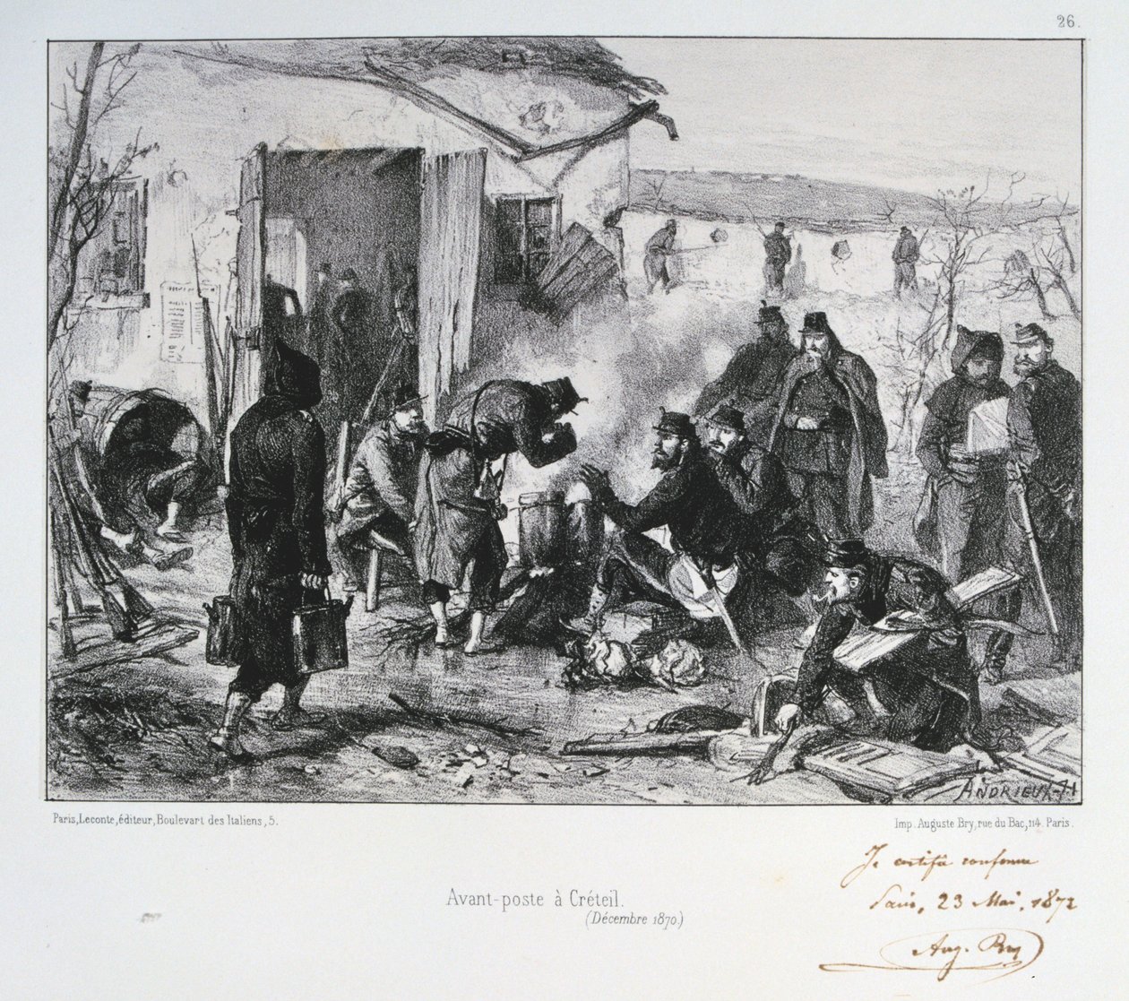 Francia előretolt őrhely Creteilben, Párizs ostroma, francia-porosz háború, 1870. december 1872. alkotó: Auguste Bry