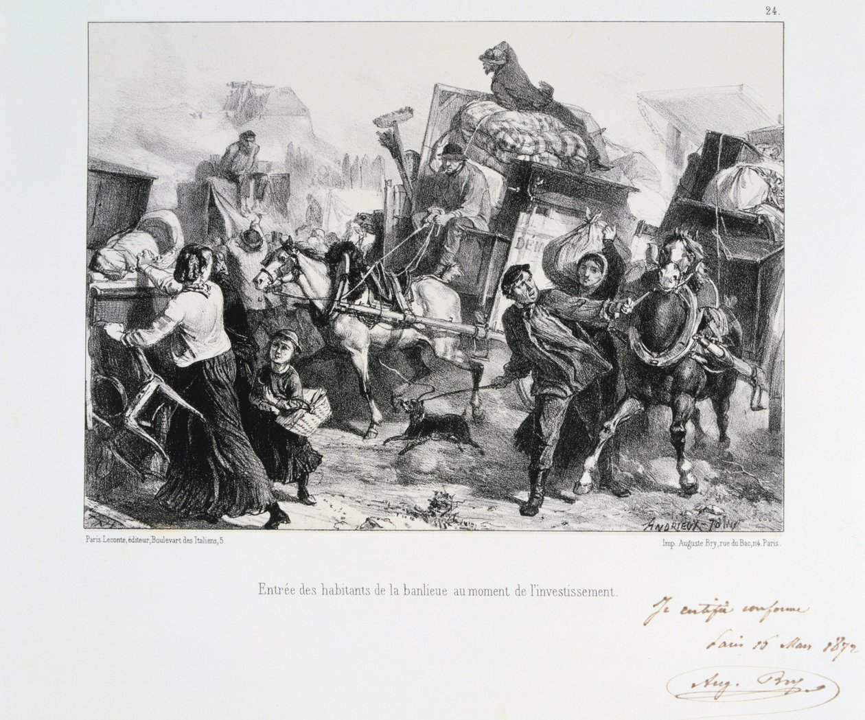 A külvárosok lakói Párizsba érkezve, mielőtt a poroszok ostromolják a várost, 1870 1872 alkotó: Auguste Bry