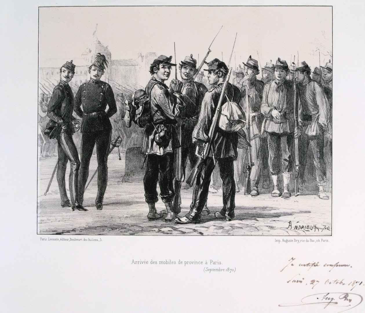 A tartományokból Párizsba érkező csapatok a porosz ostrom előtt, 1870. szeptember 1871. alkotó: Auguste Bry