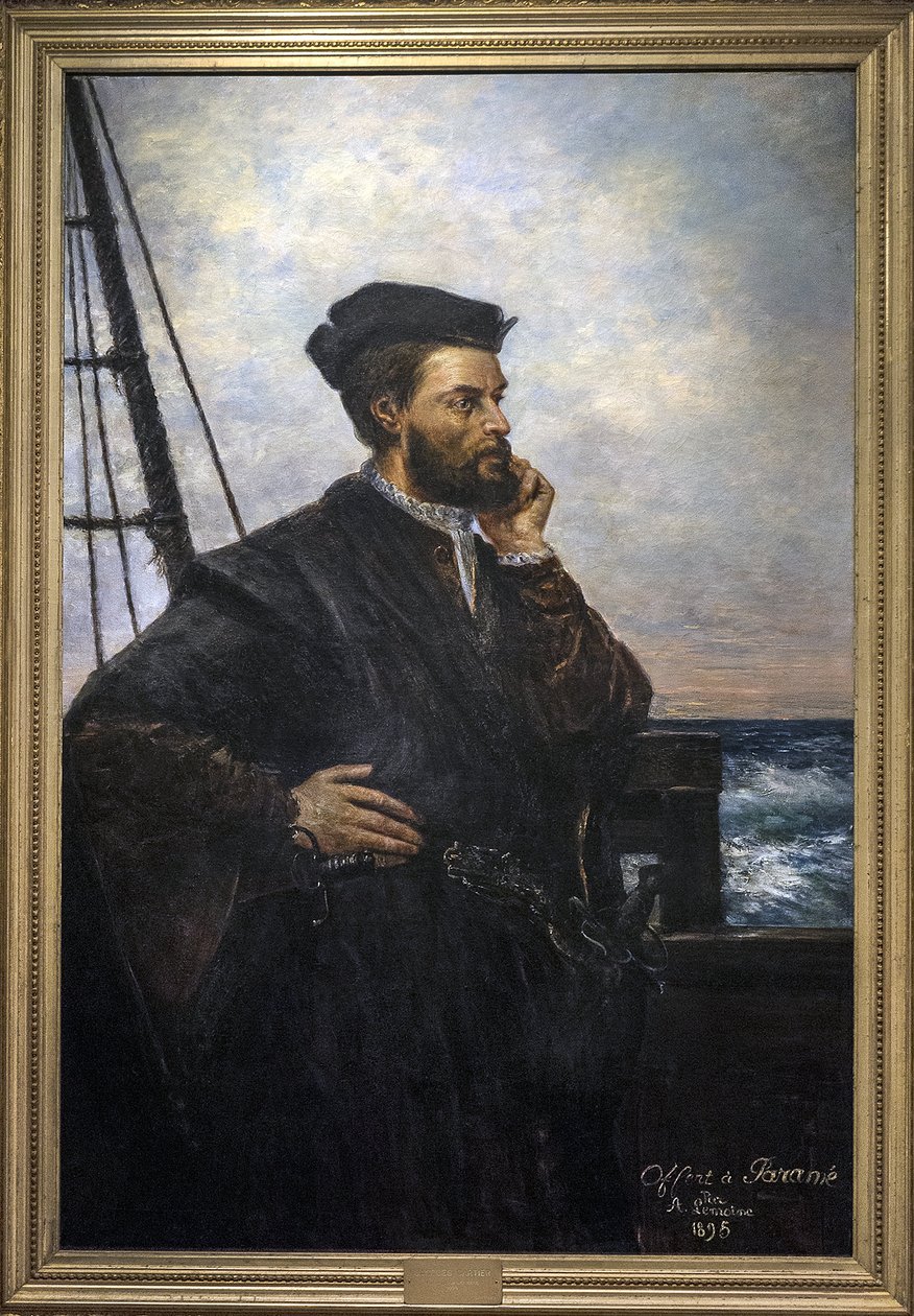 Jacques Cartier (1491-1557), francia navigátor és felfedező portréja. Auguste Lemoine festménye 1848-1909 - 1895 SAINT MALO történelmi múzeum alkotó: Auguste Charles Lemoine