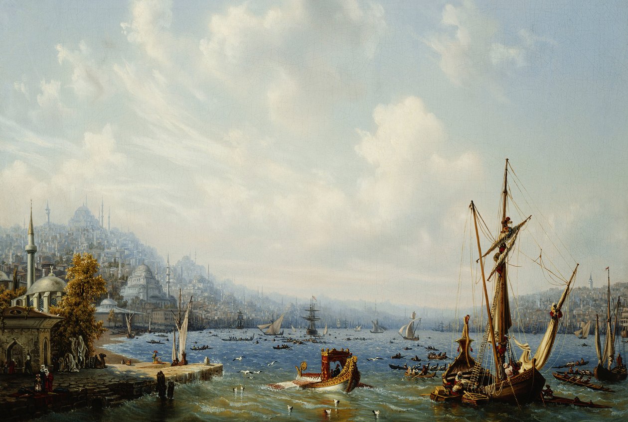 Hajók a Boszporuszon, Konstantinápoly mellett, 1846 alkotó: Auguste Etienne Francois Mayer