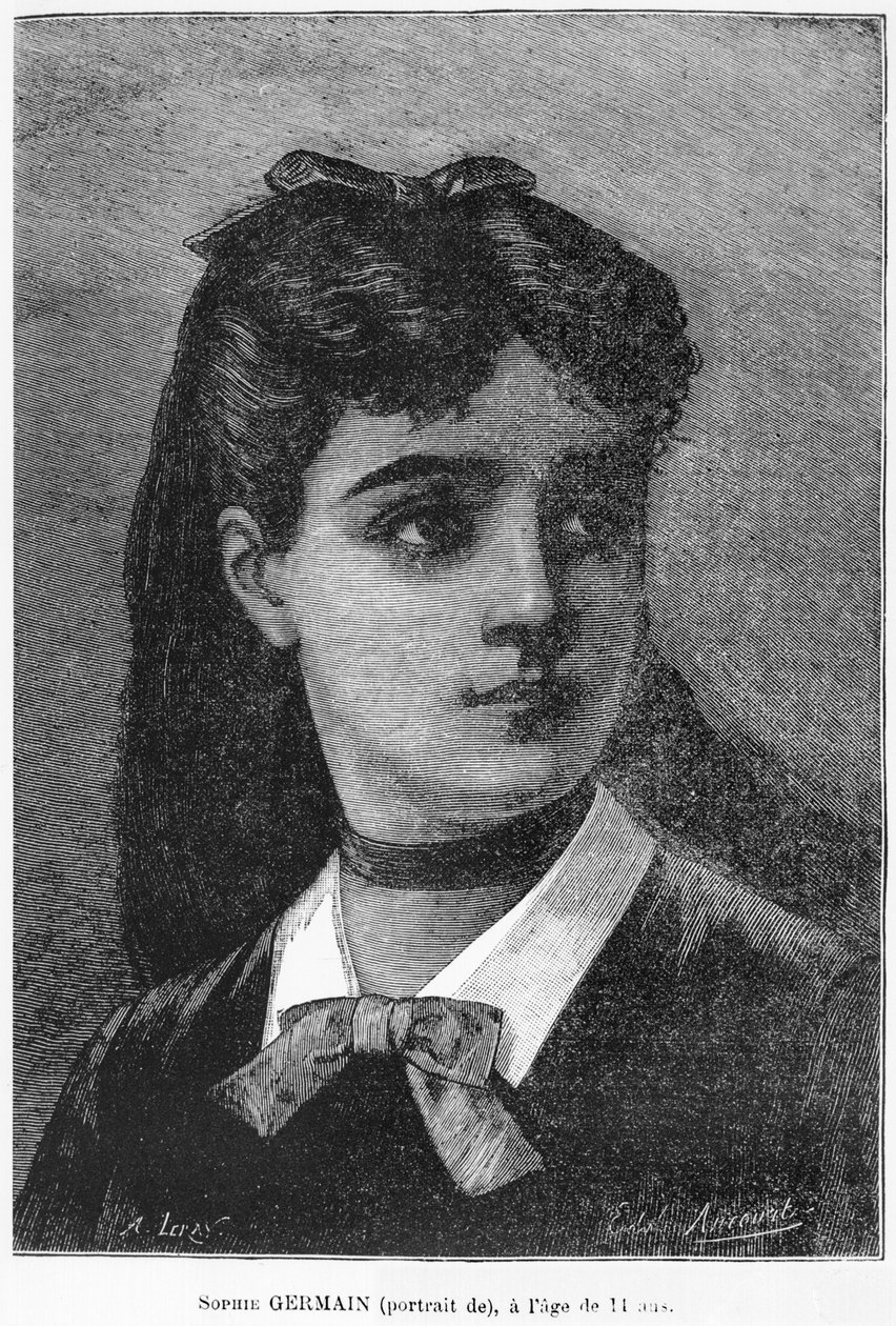 Sophie Germain (1776-1831) 14 éves, illusztráció a "Histoire du Socialisme" című könyvből, 1880 körül alkotó: Auguste Eugene Leray