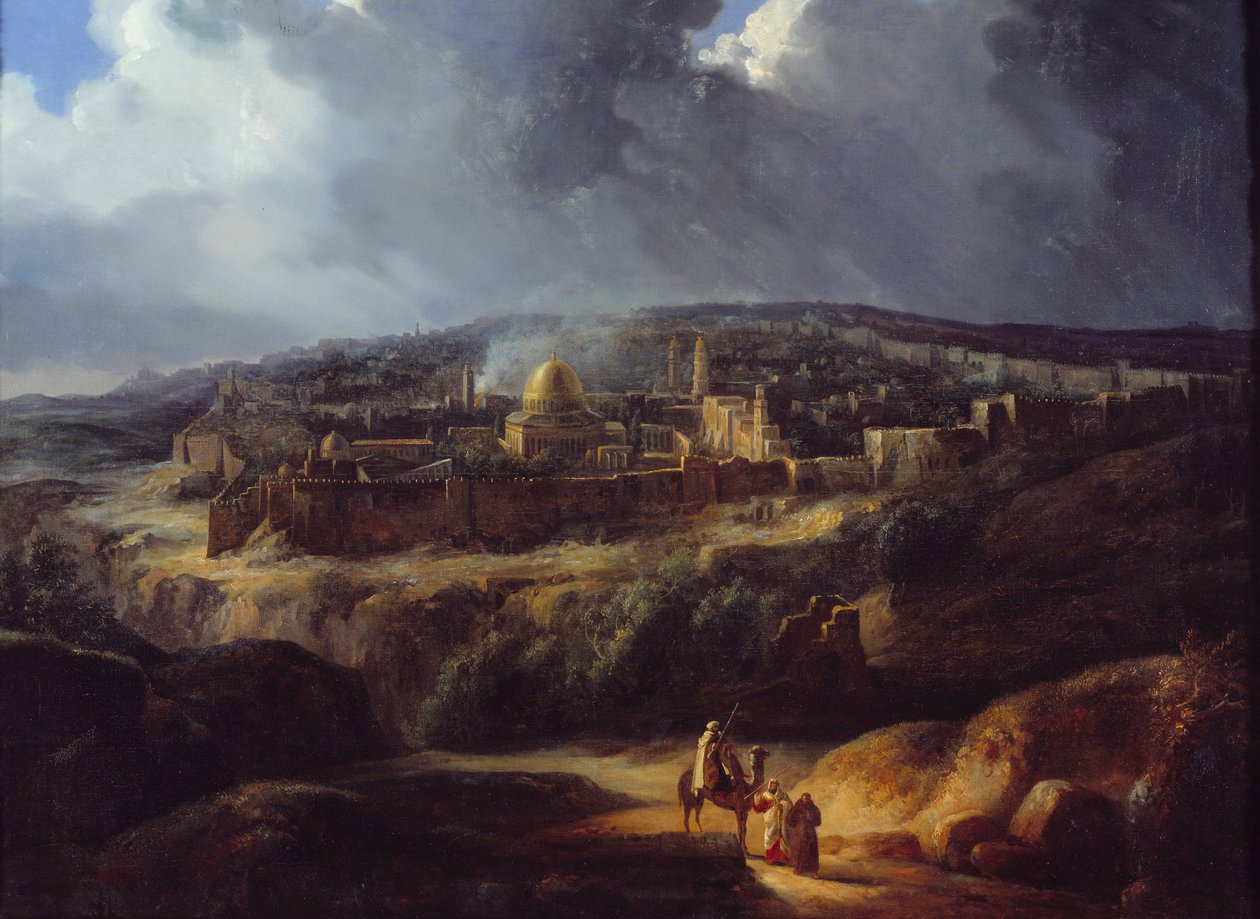 Kilátás Jeruzsálemre, Josafát völgyéből. Auguste Forbin festménye (1777-1841) alkotó: Auguste Forbin