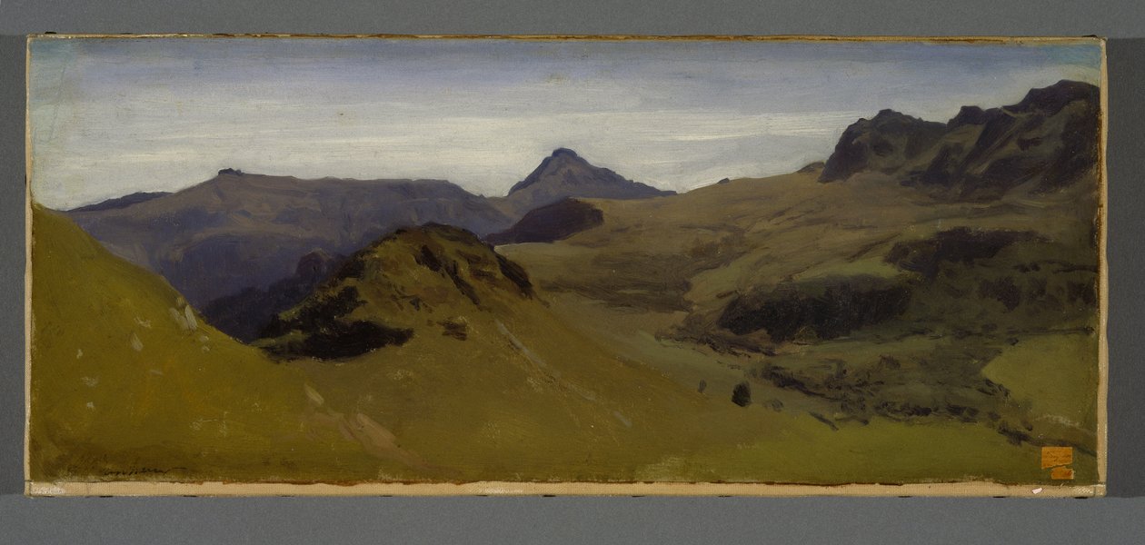Auvergne-i táj, 1850 körül (olaj, papír, vászonra festve) alkotó: Auguste Francois Bonheur