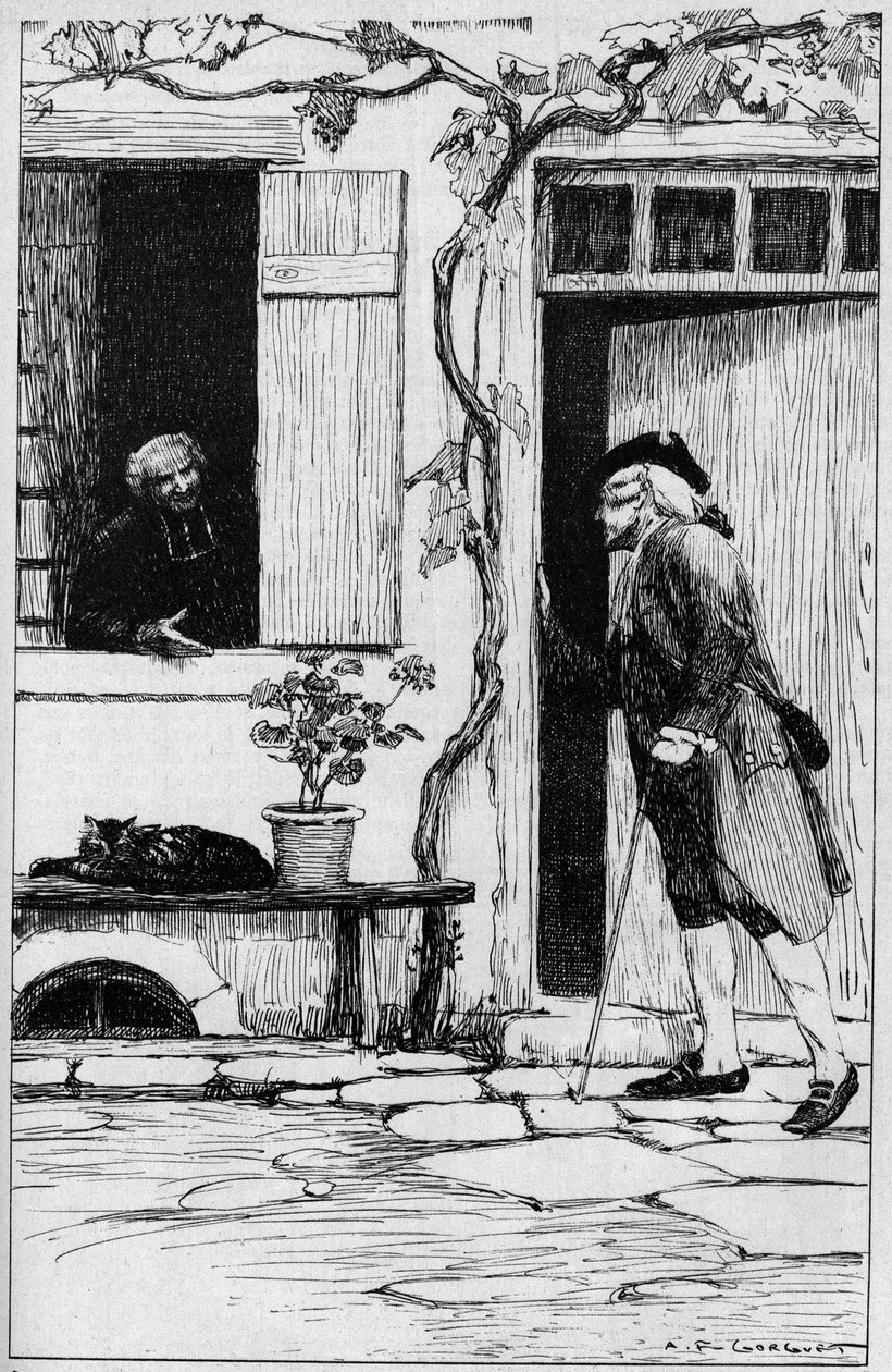 Ermenonville község plébániája Jean Jacques Rousseau (1712-1778) filozófust meghívja presbitériumába. Oise (60). Illusztráció: Auguste Francois Gorguet (1862-1927) alkotó: Auguste Francois Gorguet