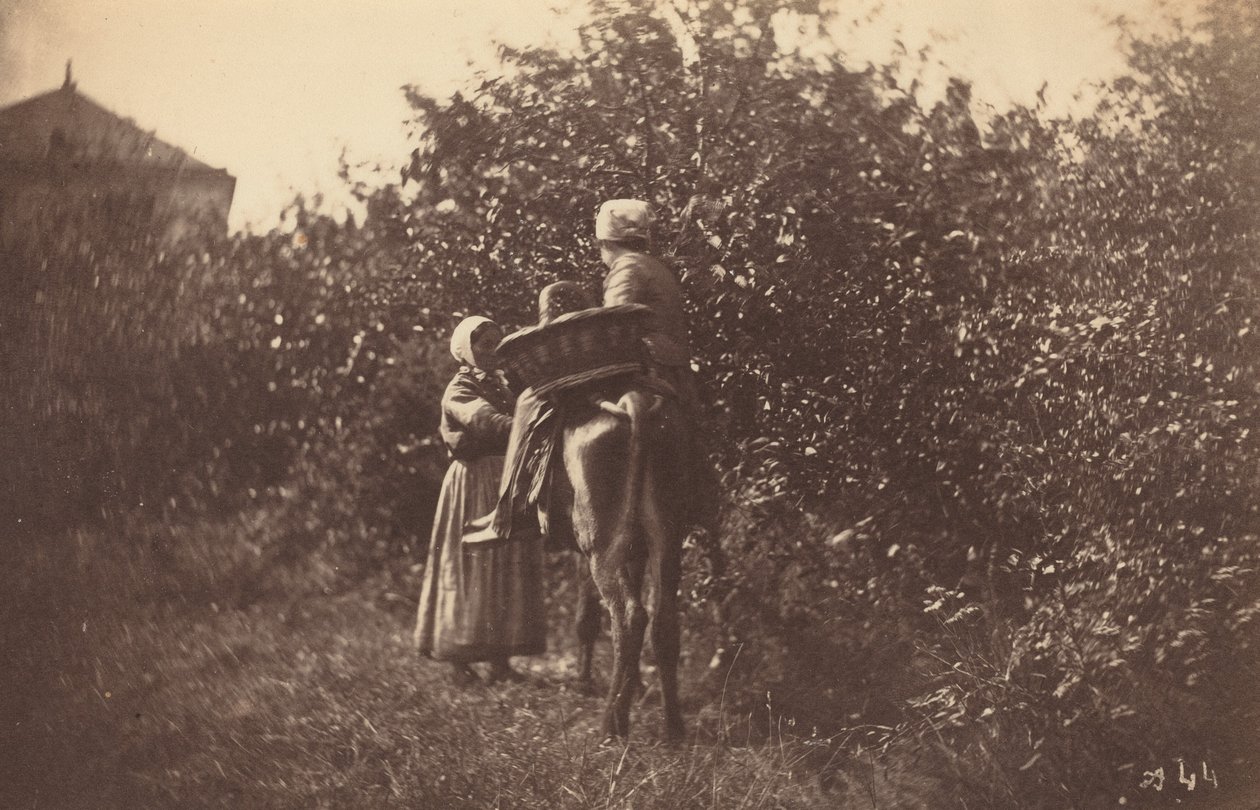 Két nő szamárral, 1870-es évek vége. alkotó: Auguste Giraudon