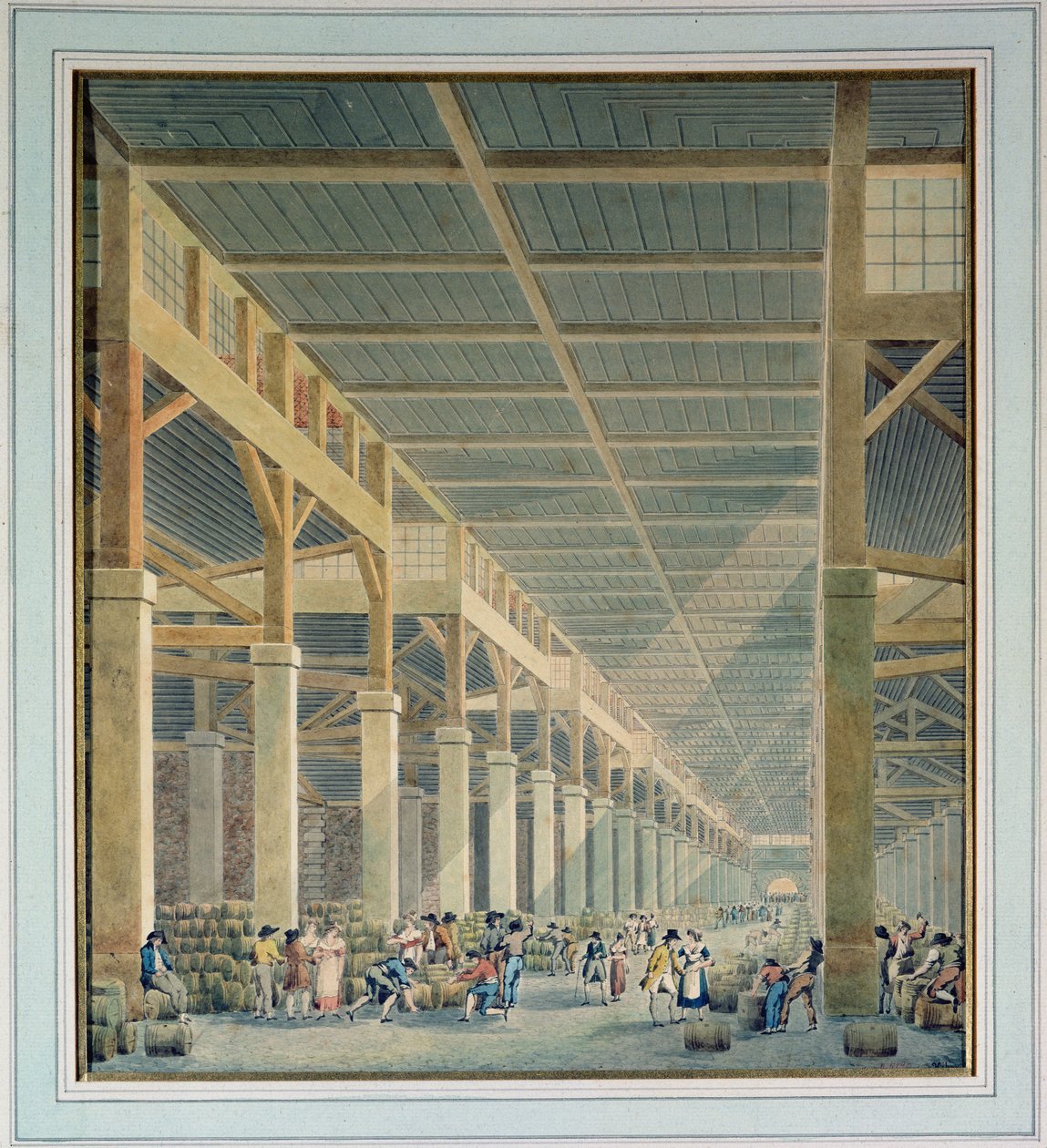 Kilátás a "La Halle aux Vins"-re, 1808 előtt alkotó: Auguste Hibon