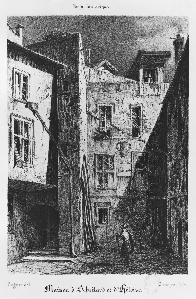 Heloise és Abelard háza, illusztráció a „Paris historique”-ból, alkotó: Auguste Jacques Regnier