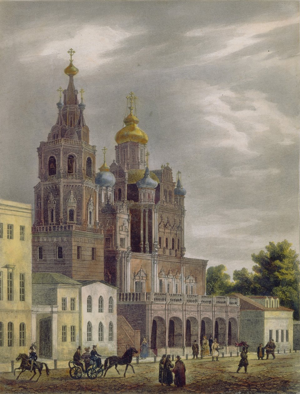 A Theotokos elszenderedésének temploma a Moszkvában, a Pokrovka utcában, 1825 alkotó: Auguste Jean Baptiste Antoine Cadolle