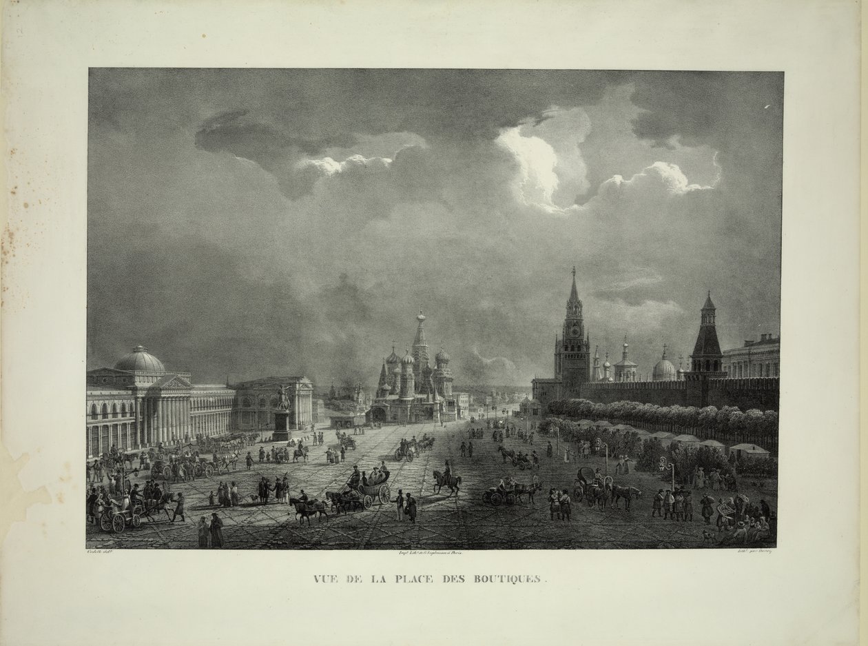 Felső kereskedési sorok a moszkvai Vörös téren, c. 1830 alkotó: Auguste Jean Baptiste Antoine Cadolle