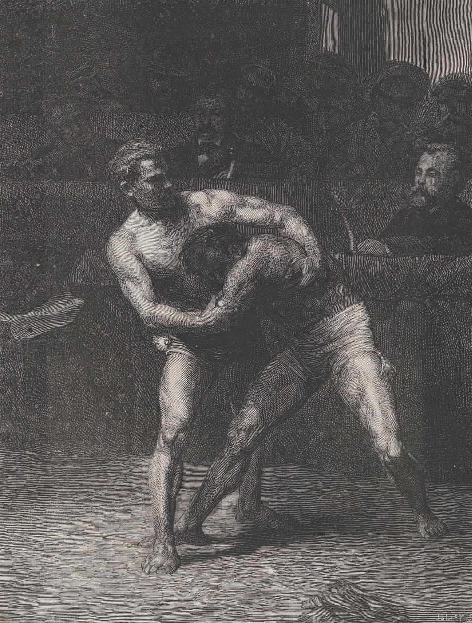 Wrestlers The Wrestlers, a Le Monde Illustré-ből, 1875. május 22. alkotó: Auguste Joliet