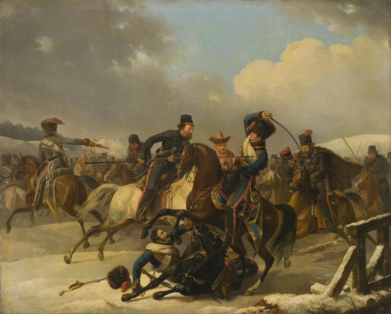 A kozákok üldözték a visszavonuló francia katonákat, 1812, 1827 alkotó: Auguste Joseph Desarnod