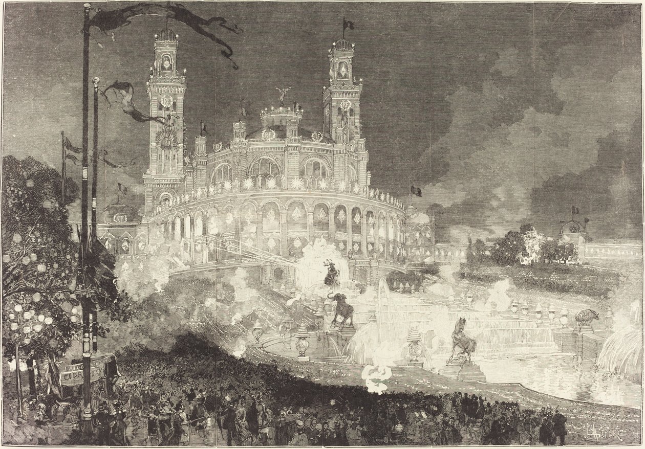 július 14. A Trocadero-palota megvilágítása alkotó: Auguste Lepere