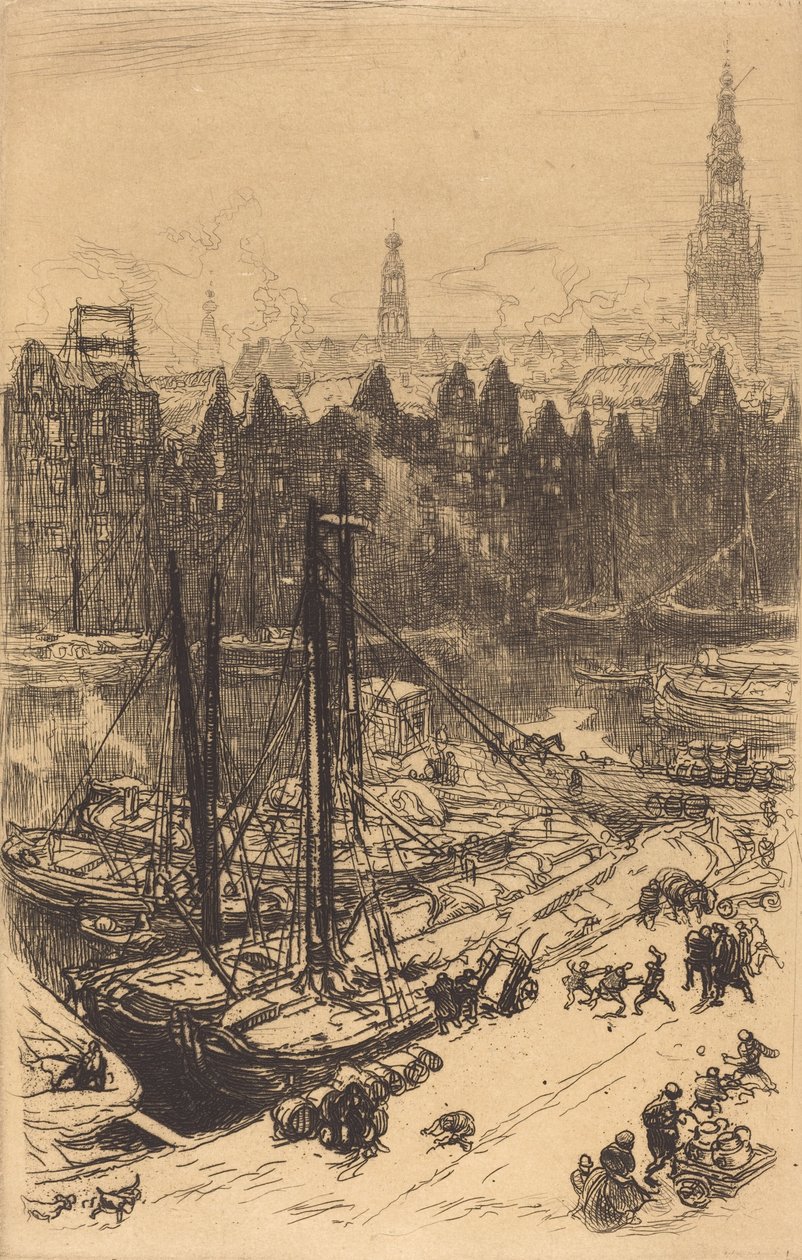 Amszterdam A Victoria Hotelből nézve Amsterdamvue de Victoria Hotel, 1901. alkotó: Auguste Lepere