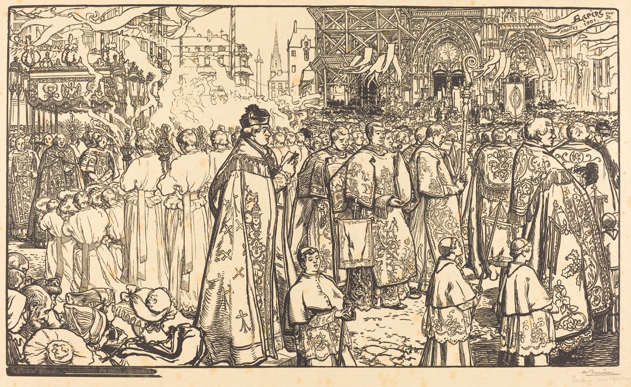 Corpus Christi körmenet Nantes-ban alkotó: Auguste Lepere