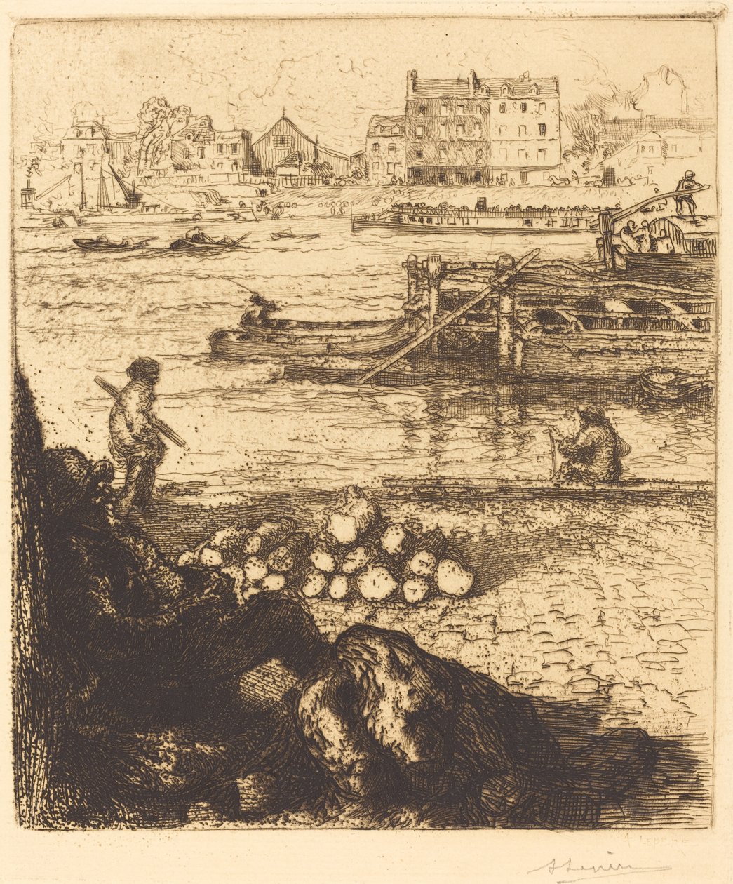 Dockman, a La Gare mólója alkotó: Auguste Lepere