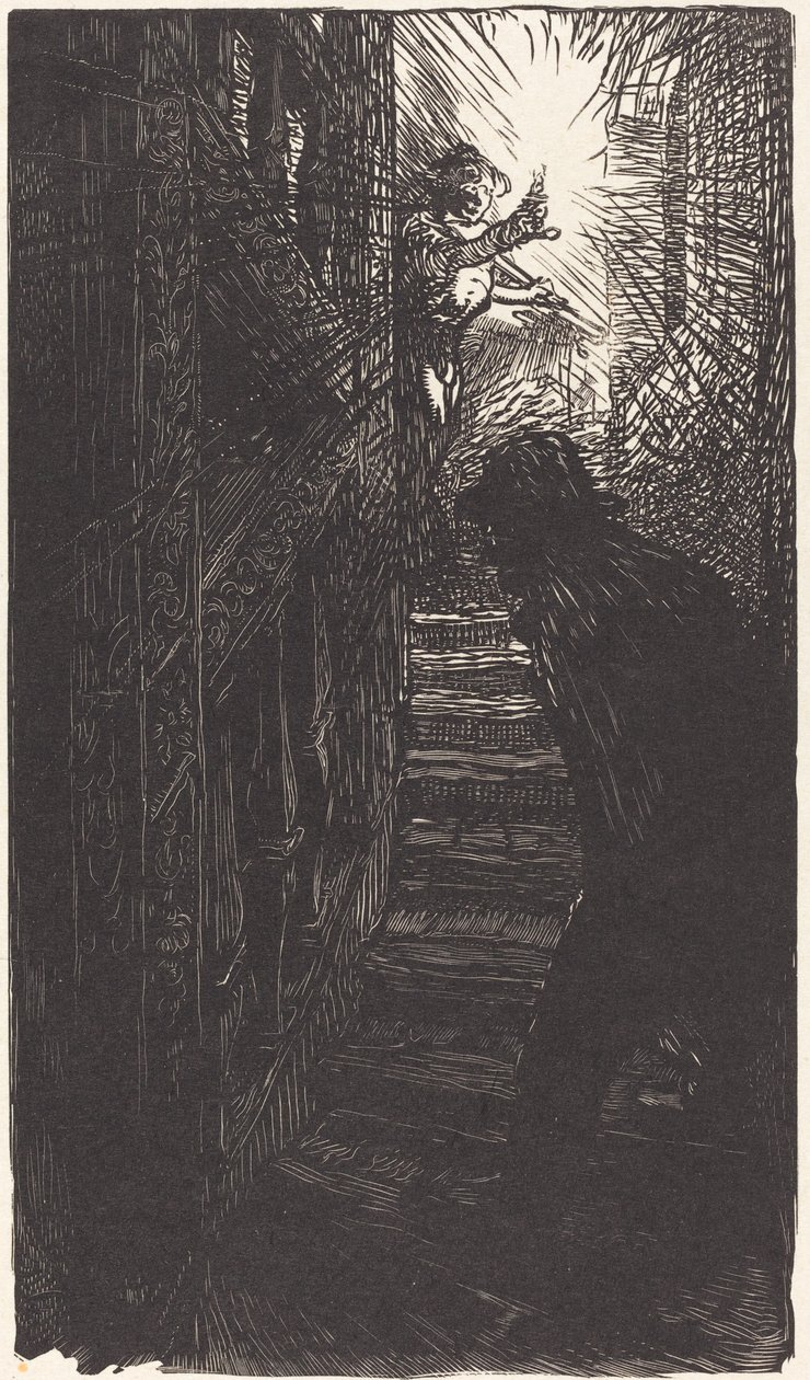 A lépcsőházból faragott rue Boutebrie alkotó: Auguste Lepere