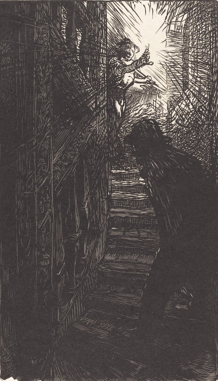 A rue Boutebrie faragott lépcsőháza, 1901-ben jelent meg. alkotó: Auguste Lepere