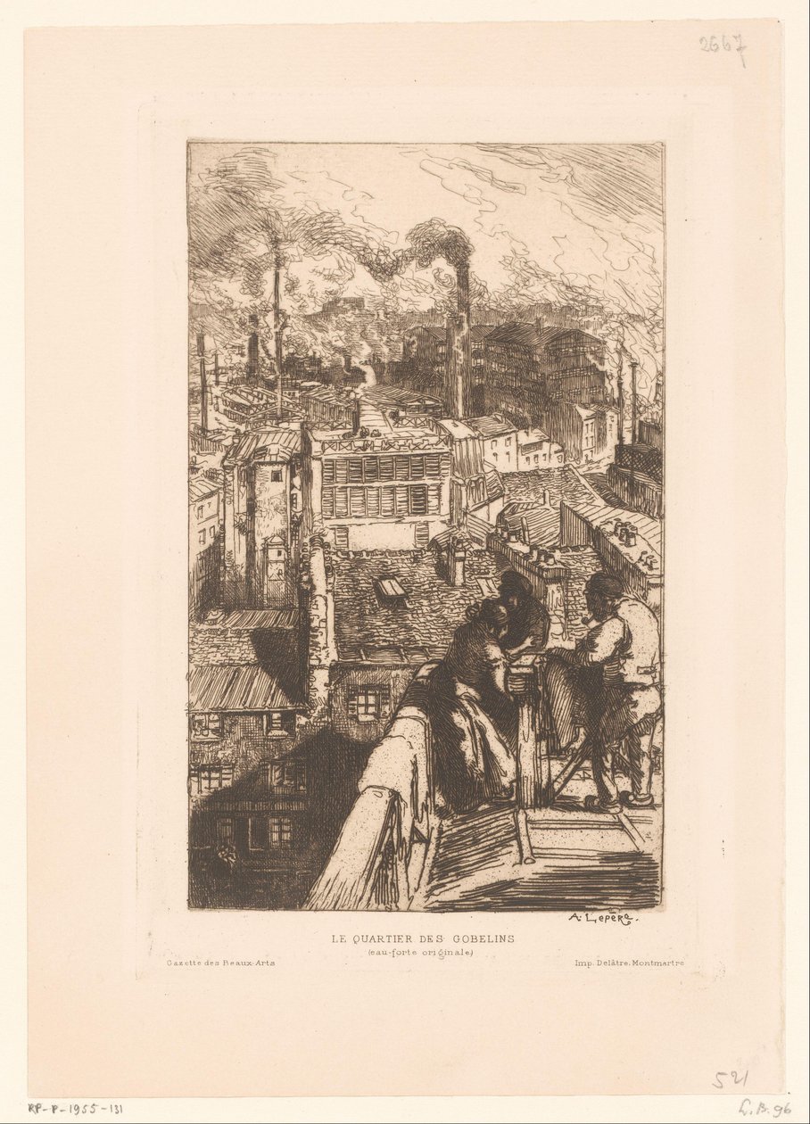 Kilátás a párizsi Gobelins kerület tetőire Le quartier des Gobelins (cím az objektumon) alkotó: Auguste Lepere
