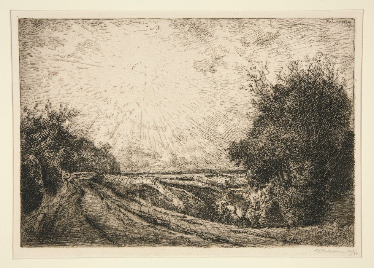 A La Houssoye-ba vezető út (Cvec?sur-le-Grand) (útvonal La Houssoye-ból [Crevecoeur-le-Grand]) alkotó: Auguste Lepere
