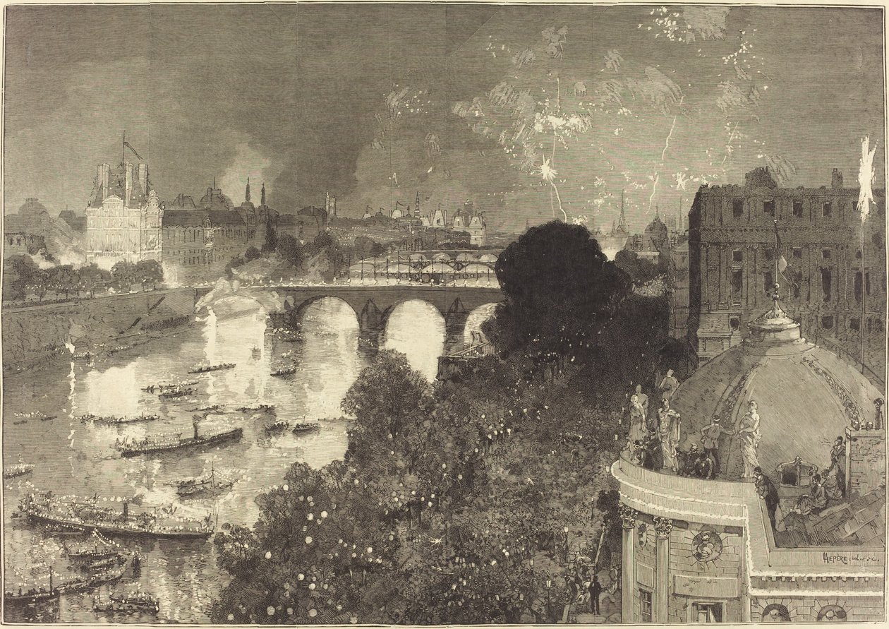 Július 14. A Szajna megvilágítása Pont Neuftól Pont au Changeig alkotó: Auguste Lepere