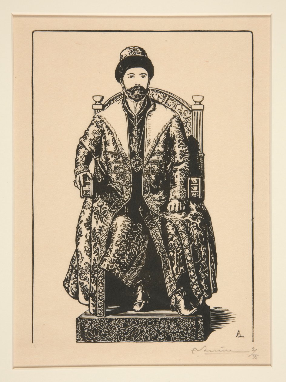Le Csar en costume de sacre (A cár koronázási ruhában), a La Guerre de 1914-ből, első sorozat, 3. sz. alkotó: Auguste Lepere