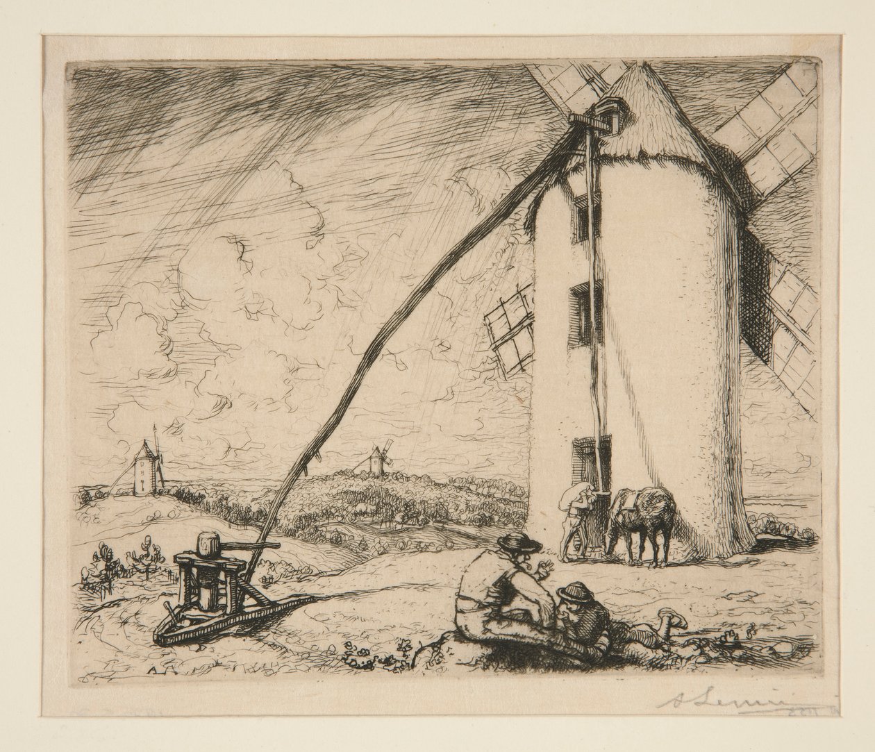 Chapelles szélmalma (Vendee) alkotó: Auguste Lepere