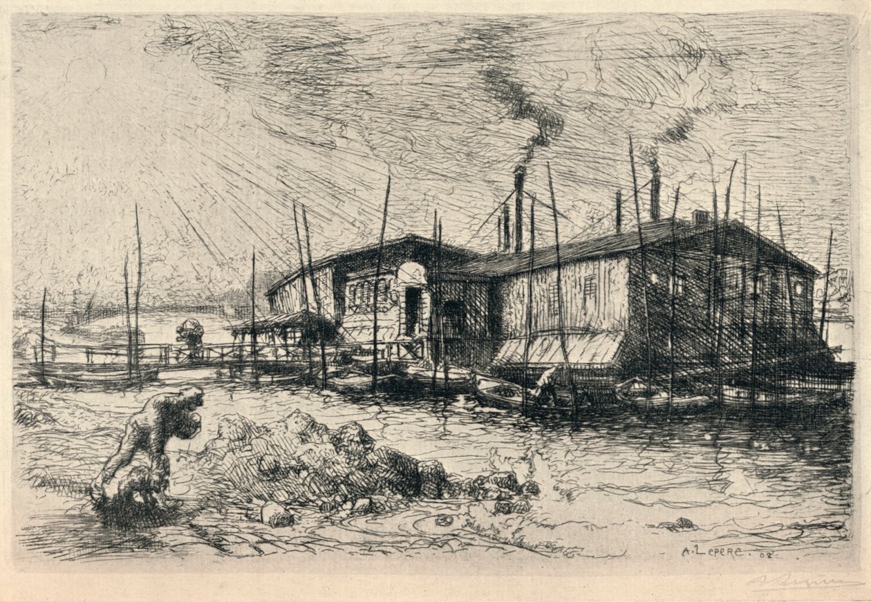 Régi mosóhajók Grenelle-ben, 1915 alkotó: Auguste Louis Lepère