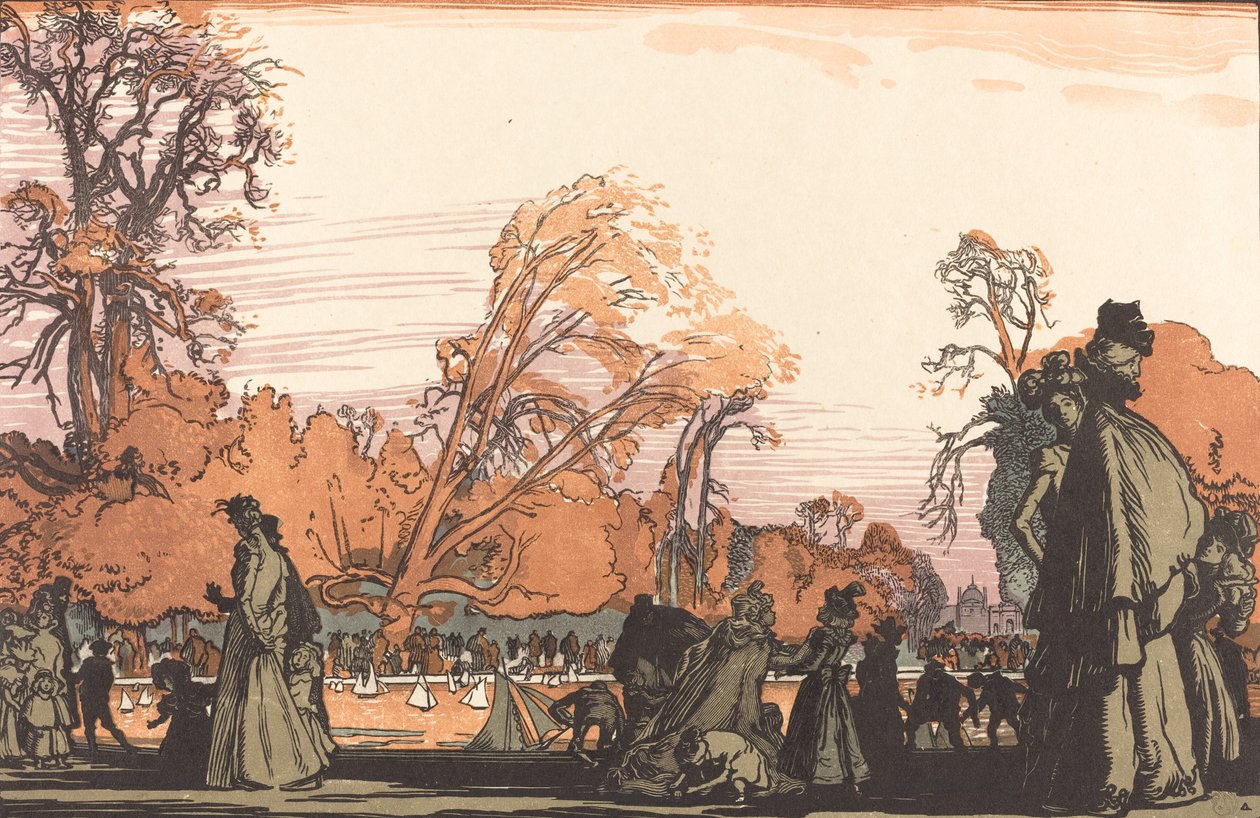 A Tuileries-tó Le bassin des Tuileries, 1898. alkotó: Auguste Lepere