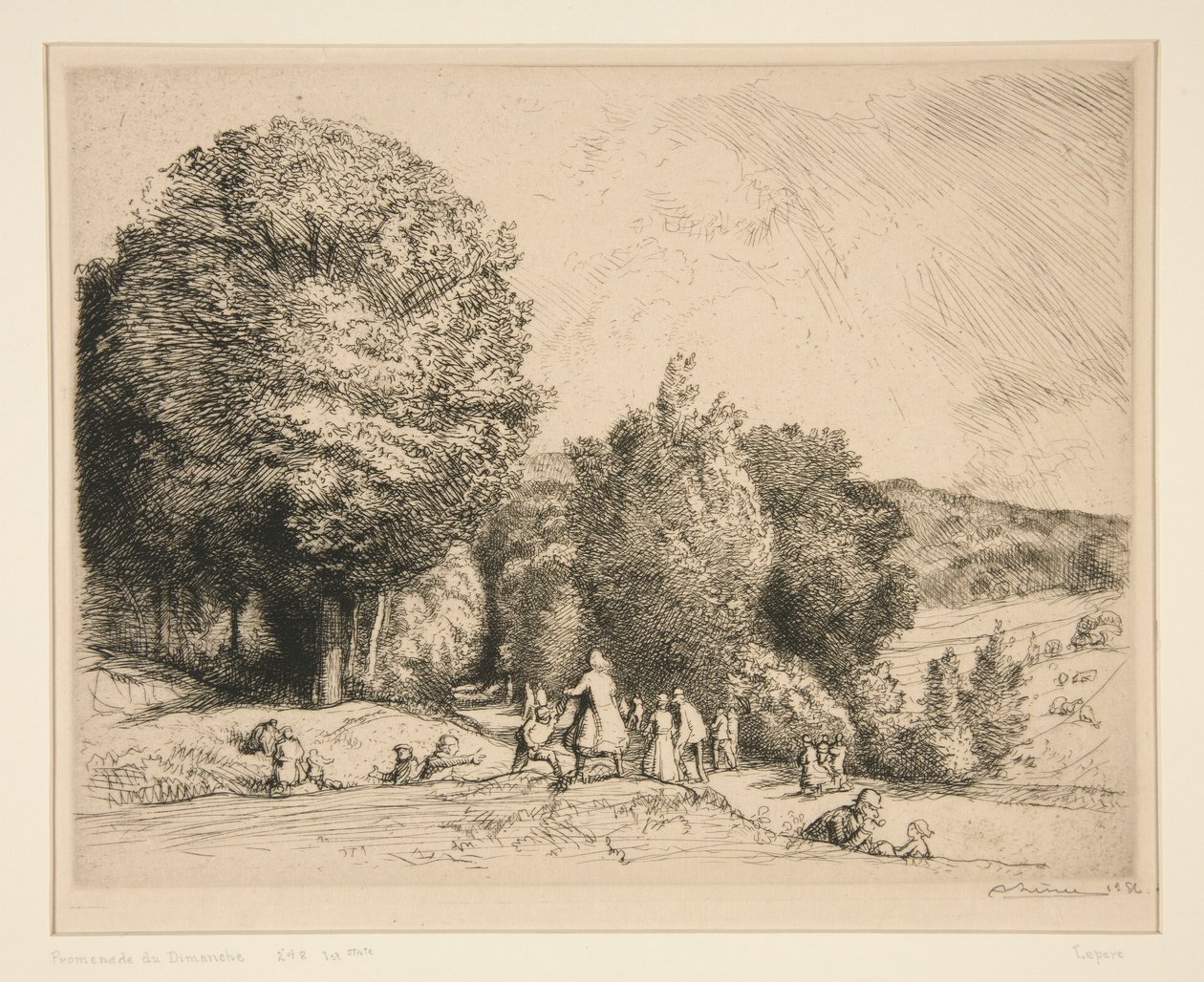 Sunday Walk (Cr?c?sur-le-Grand) (Sunday Walk [Crecoeur-le-Grand]) alkotó: Auguste Lepere