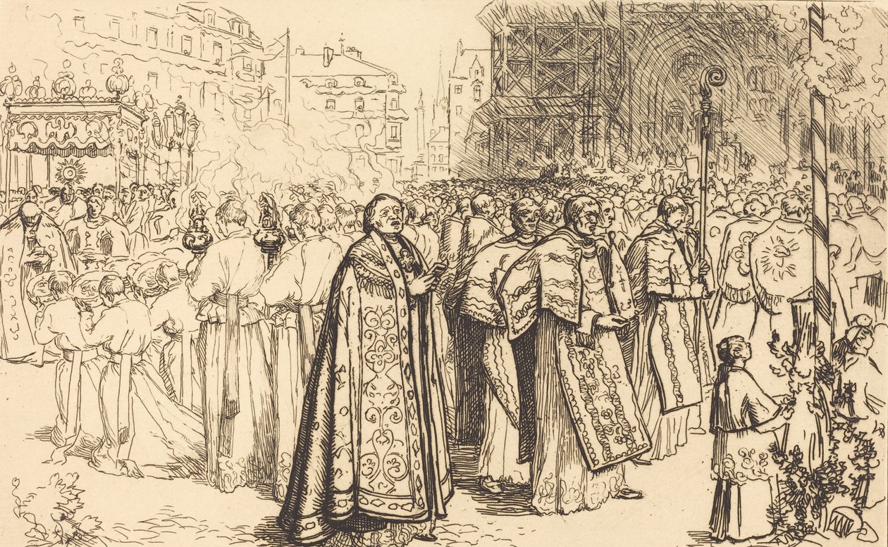 A körmenet visszatérése a nante-i katedrálisba Rentree de la Procession a la Cathedral de Nantes, 190 alkotó: Auguste Lepere
