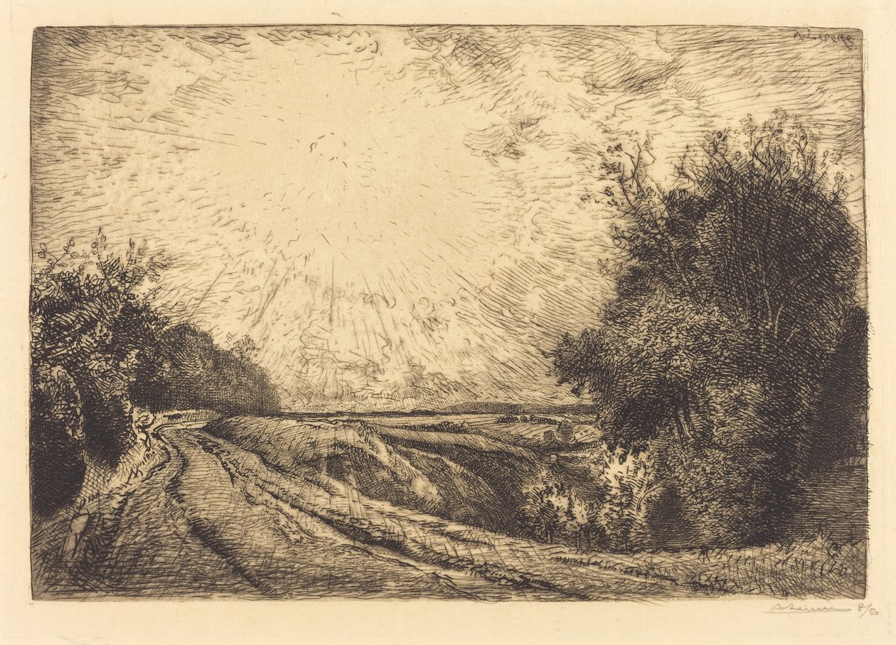 Útvonal innen: La Houssoye, Crevecoeur-le-Grand (Route de La Houssoye, Crevecoeur) alkotó: Auguste Lepere