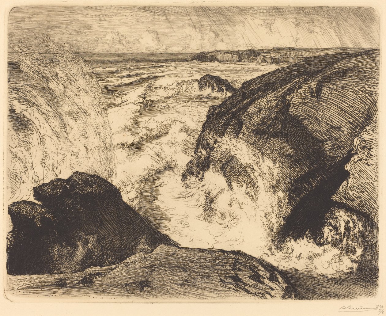 Tavaszi árapály, Sion sziklái (Grande Maree, Rochers de Sion, Vendee) alkotó: Auguste Lepere