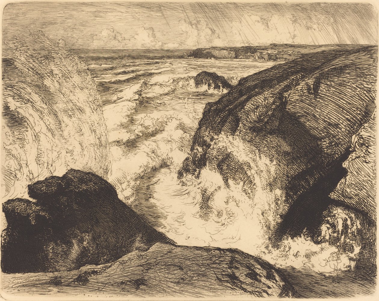 Tavaszi árapály, Sion sziklái Grande maree, rochers de Sion, Vendee, 1907. alkotó: Auguste Lepere