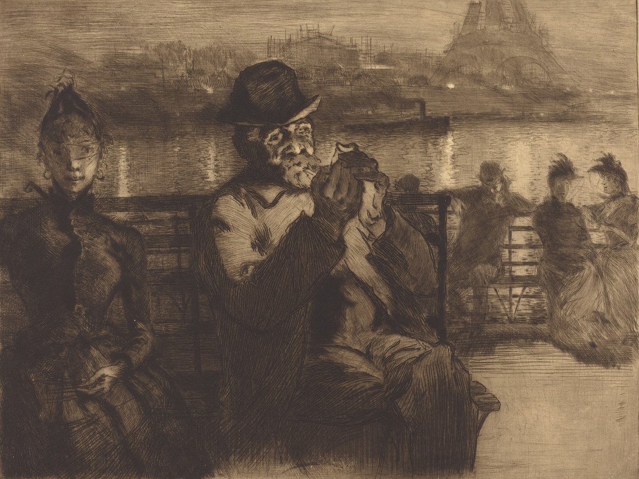 A Szajnán, éjszaka, 1888. alkotó: Auguste Lepere