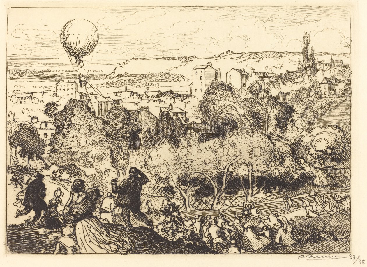 A zuhanó léggömb Pre-Saint-Gervais-ban alkotó: Auguste Lepere