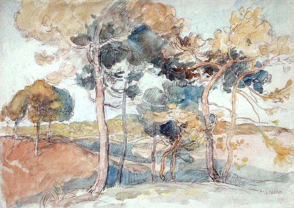 A nagy fák (akvarell papíron) alkotó: Auguste Lepere