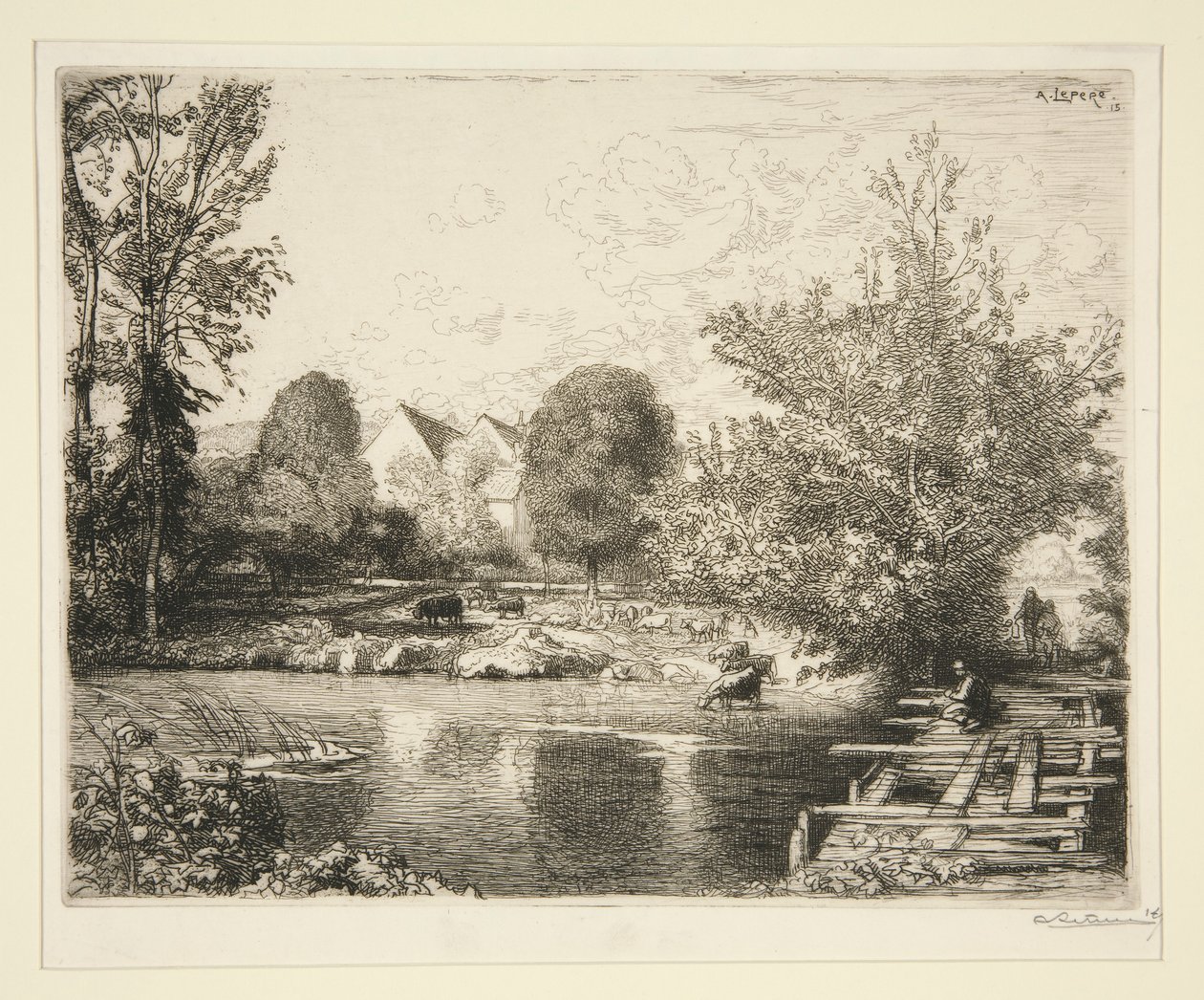 Vieille passerelle, bords du petit Morin (Régi gyaloghíd, Kis Morin partjai) alkotó: Auguste Lepere