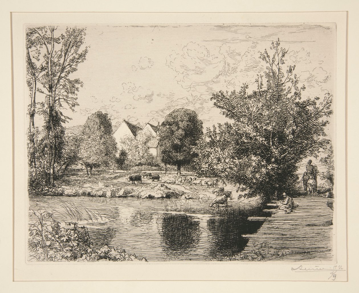 Vieille passerelle, bords du petit Morin (Régi gyaloghíd, Kis Morin partjai) alkotó: Auguste Lepere