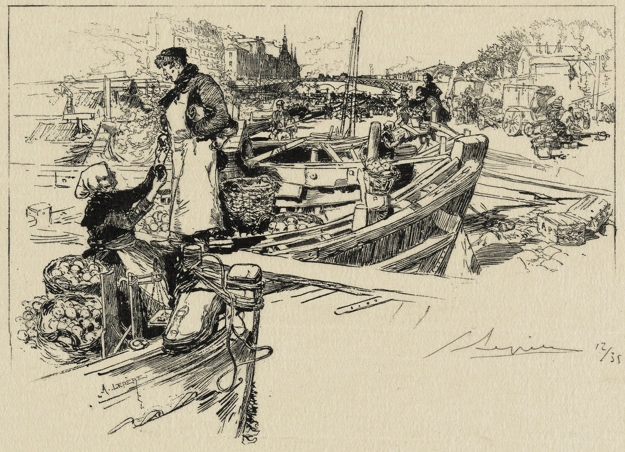 Wharf-jelenet, valószínűleg 1880-as évek (szövetre maratva) alkotó: Auguste Louis Lepère