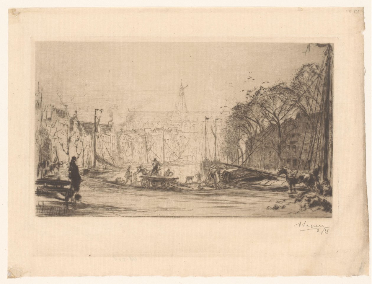 Kilátás a Spaarne és Sint Bavo-ra alkotó: Auguste Lepère (signed by artist)