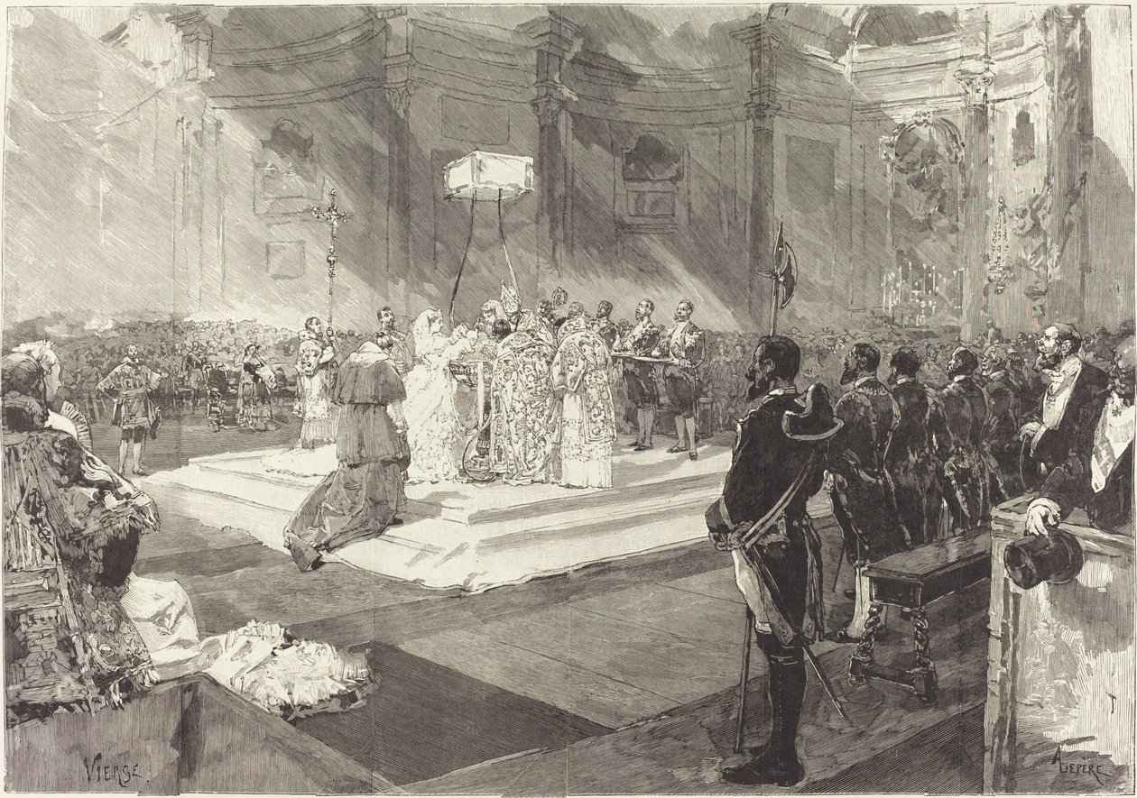 Királyi keresztelés a spanyol udvarban alkotó: Auguste Lepère after Daniel Vierge